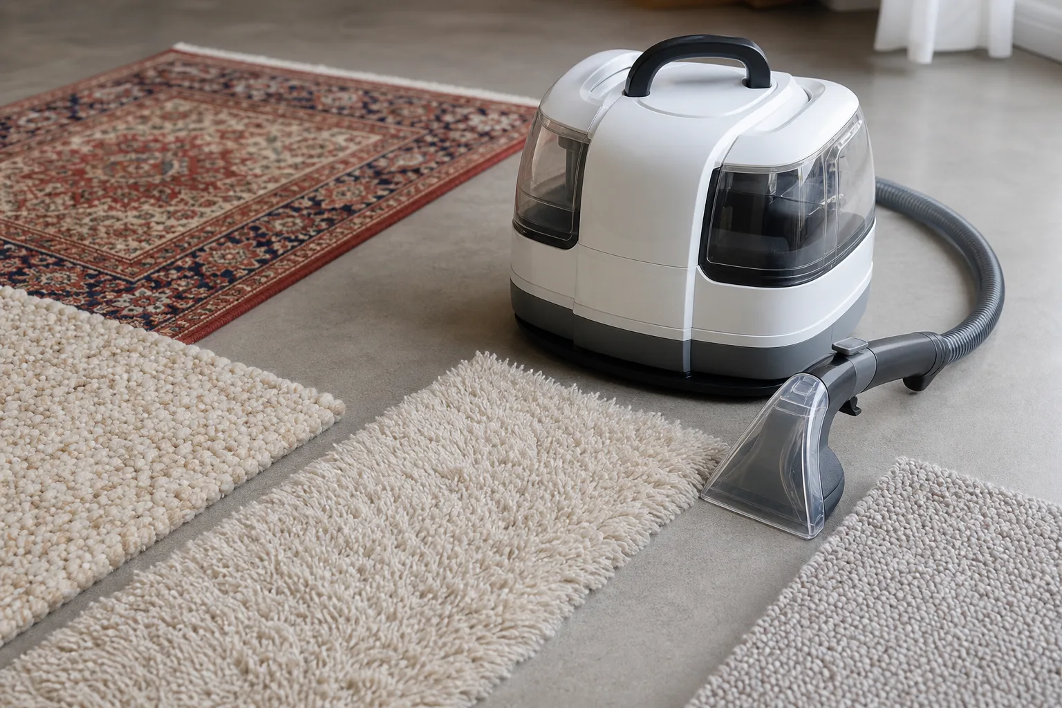 Teppichreiniger fuer verschiedene Teppicharten: Anwendung bei Wolle, Hochflor, Synthetik